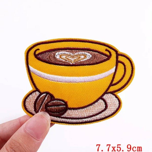 Cup of Coffee Embroidery Gift Garment Clothing Stickers Accessories Sewing Products Iron On Patches Thermo Transfer Badges Decorative