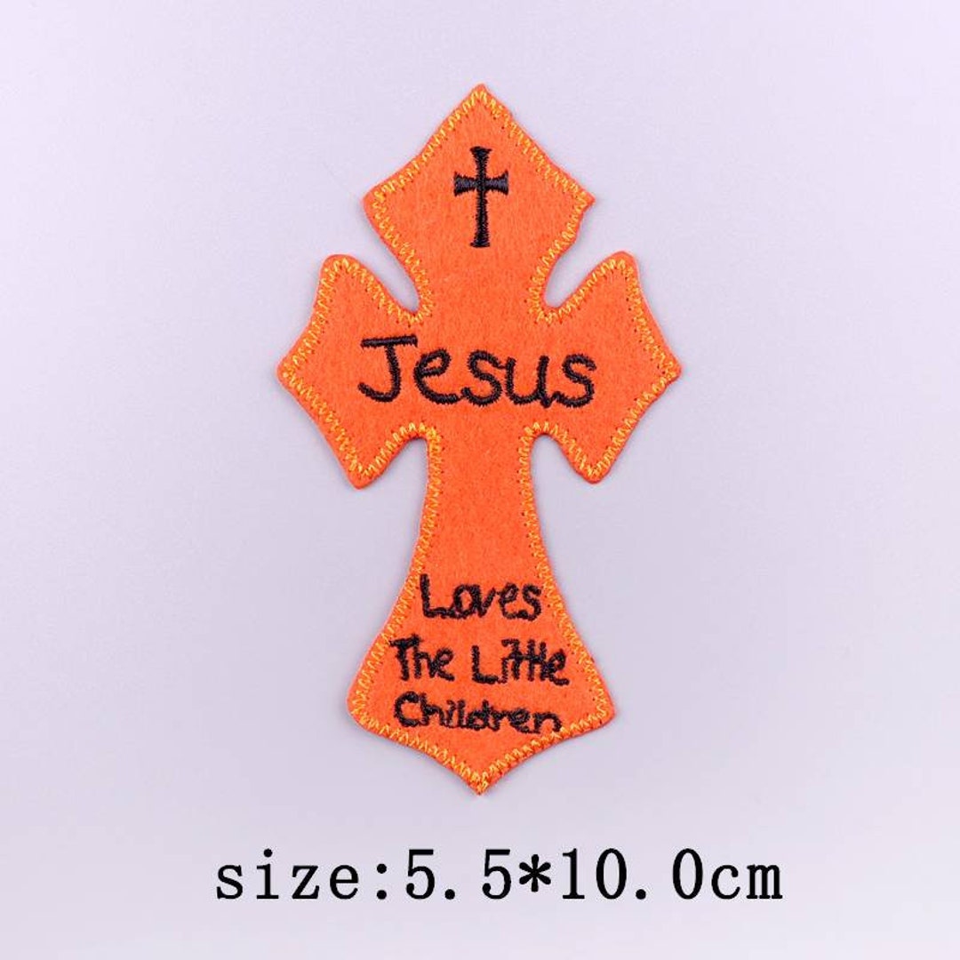 Jesus Loves Embroidery Cross Message Love Message Iron on Patch Decorative Badge Applique Gift