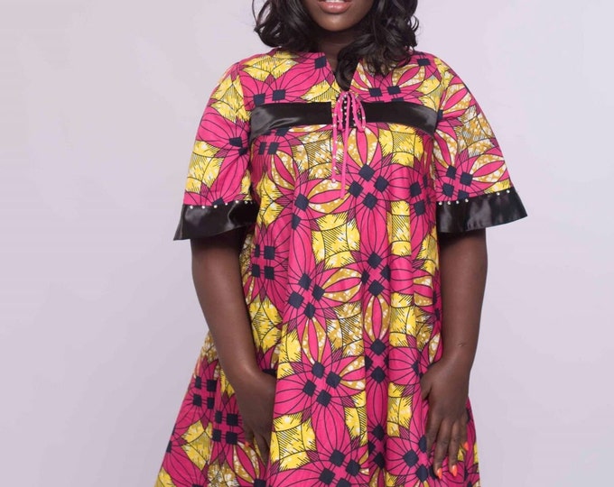A feminine Midi Ankara African Print Flare Dress
