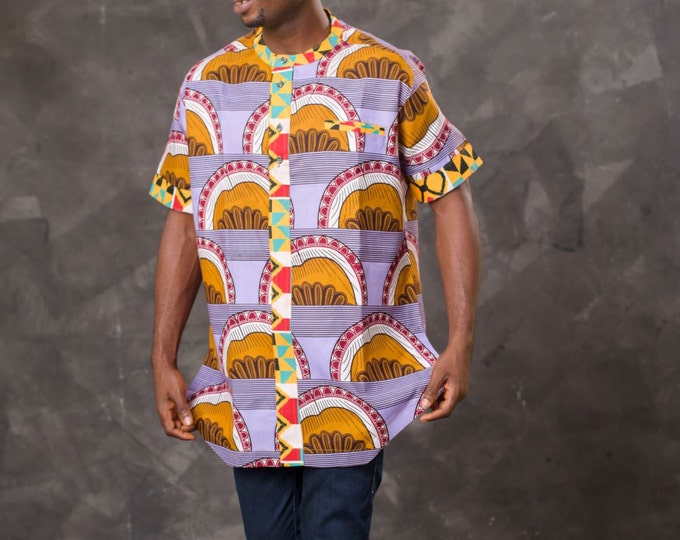 Men African Ankara Short Sleeve Shirt