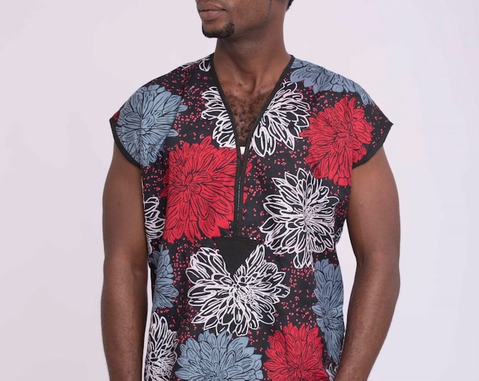 Unisex African Ankara Print Sleeve Less Men/Women Top