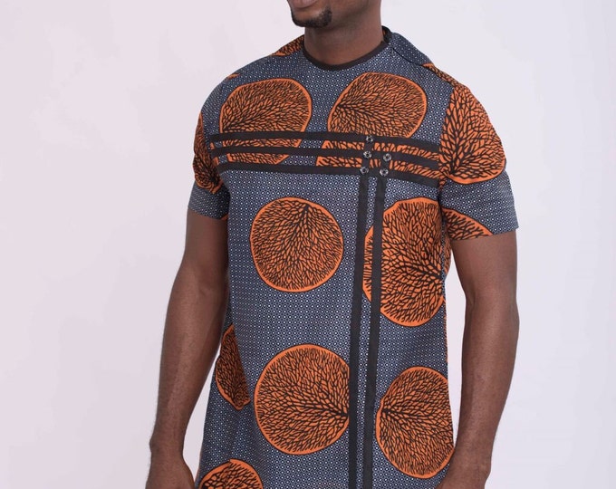 Tora African Ankara Print Men's Short Sleeve Top