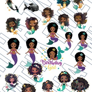 Mermaid Bundle Svg, Afro Girls Svg, Black Mermaid Svg, Ocean Girl, Glamour Female