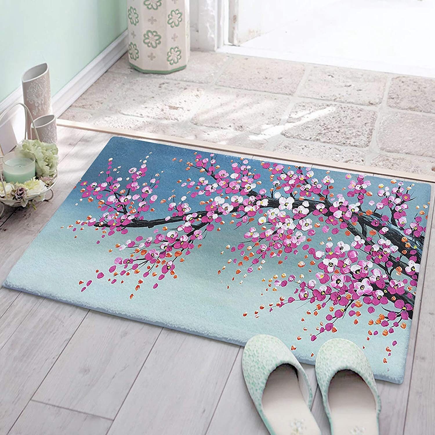 Alfombra de baño absorbente doormat rosa ciruela flor súper | Etsy