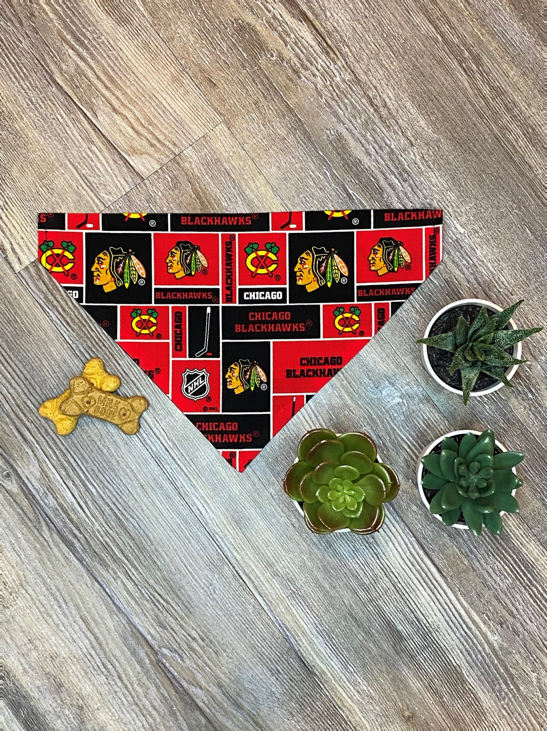 Dog Bandana Chicago Blackhawks Bandana NHL Dog Bandana Over the Collar