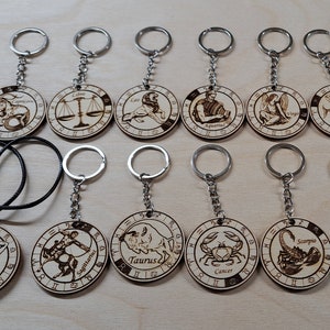 Taglio laser 12 Coaster 12 Segni zodiacali, portachiavi, braccialetto, ciondolo, collana DXF SGV oroscopo numerologia