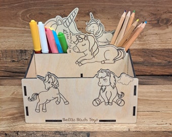 Laser geschnitten Einhorn Bleistift Schreibtisch Organizer SVG Vorlage (digitaler Download)