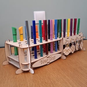 Laser geschnitten Bleistift Bleistift Halter svg dxf Schule Bleistifthalter Bleistiftständer Holzstifte Box Vorlage Kinderzimmer Dekor Kinderzimmer Aufbewahrungsbox
