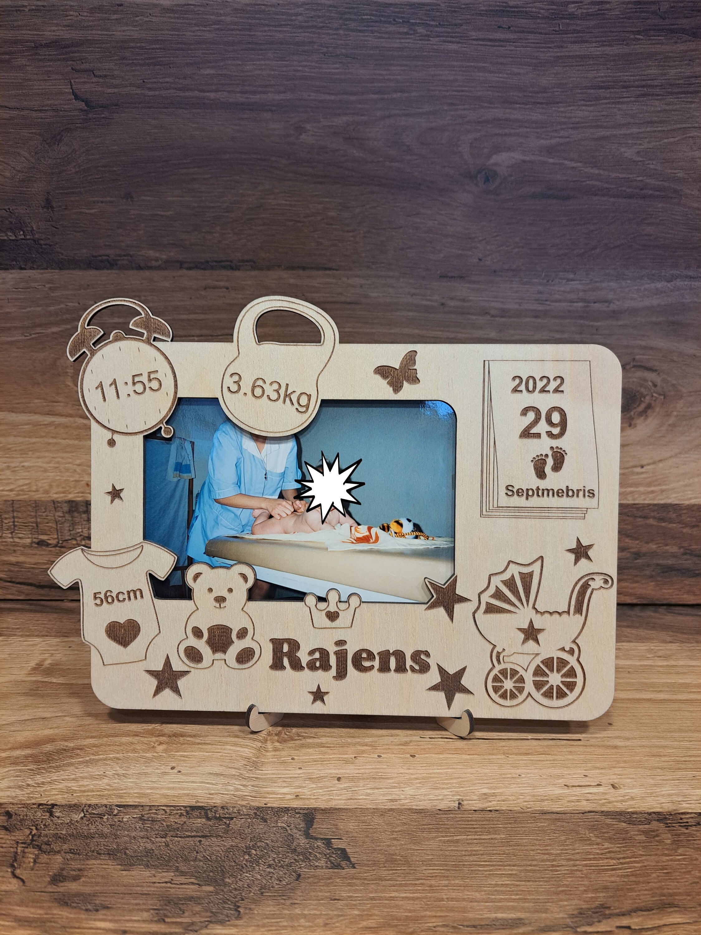 Laser Cut Baby Announcement Photo Frame Birth Details SVG DXF Vector ...