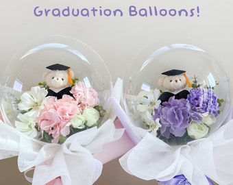 Graduation Teddy Flower Balloon : Graduation balloon, Flower Balloon, Flower Bouquet, Graduation Gifts, Graduation Bouquet