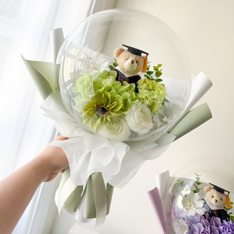 Graduation Teddy Bear Flower Balloon Bouquet: Personalized Gift - Etsy