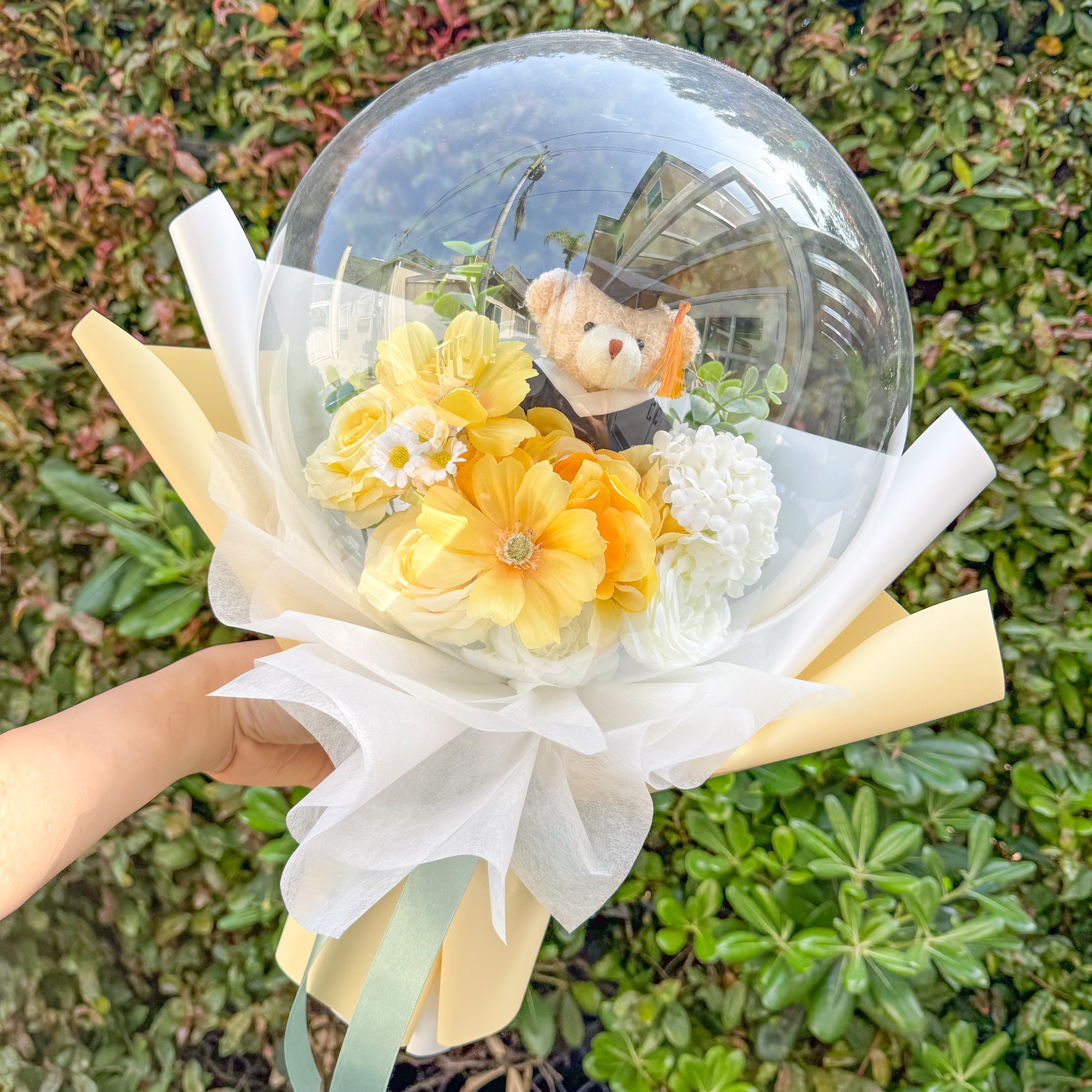 Graduation Teddy Bear Flower Balloon Bouquet: Personalized Gift - Etsy