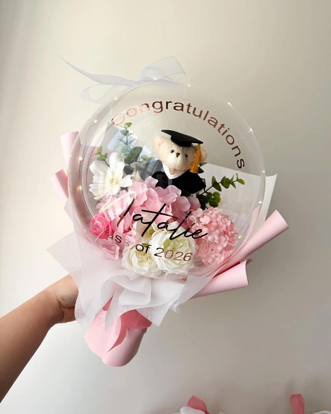 Graduation Teddy Bear Flower Balloon Bouquet: Personalized Gift - Etsy