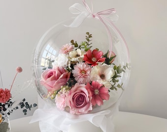 Personalized Flower Balloon Bouquet: Mother's Day Artificial Silk Flowers