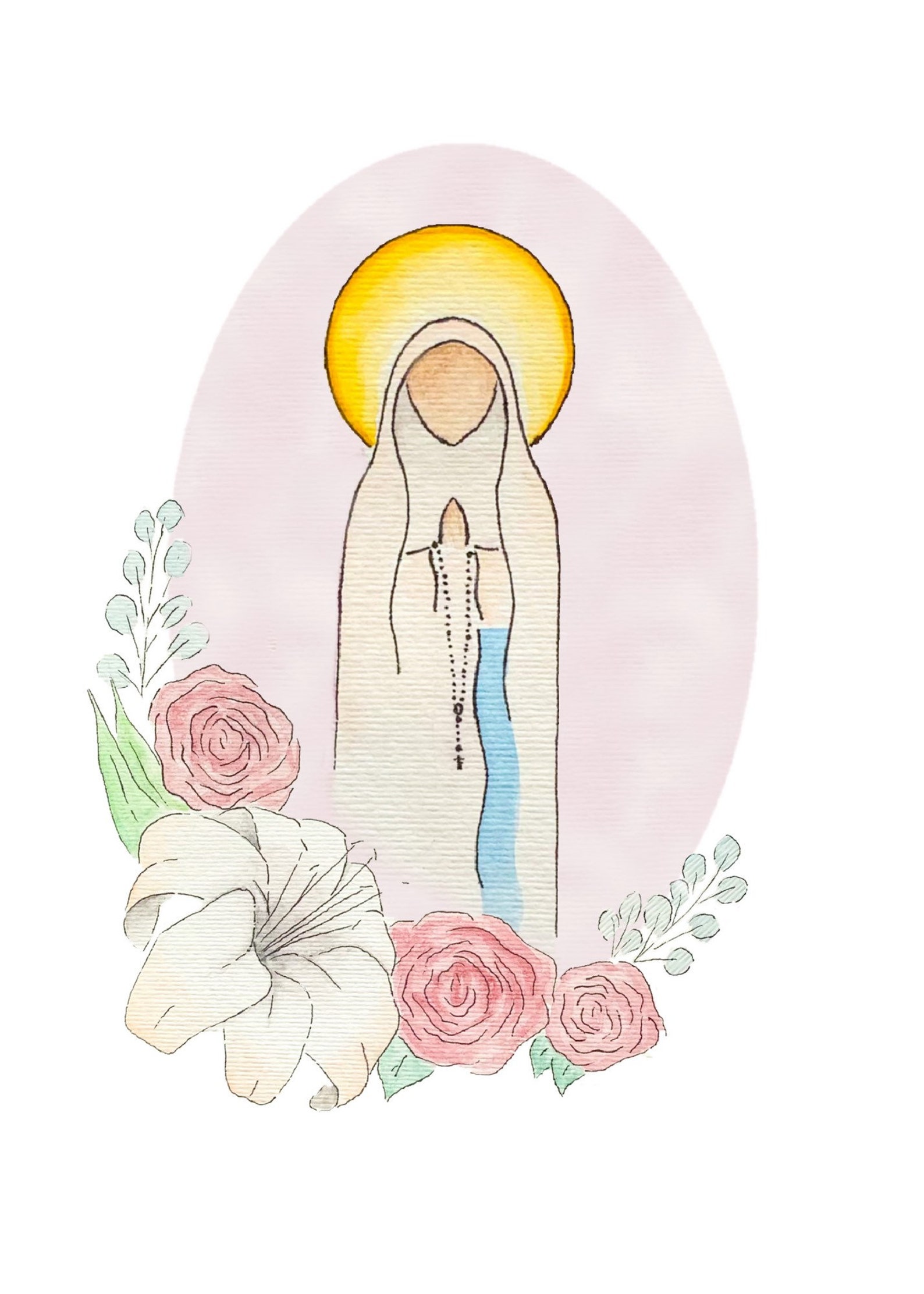 Our Lady of Lourdes Watercolor Minimalist Painting - Etsy