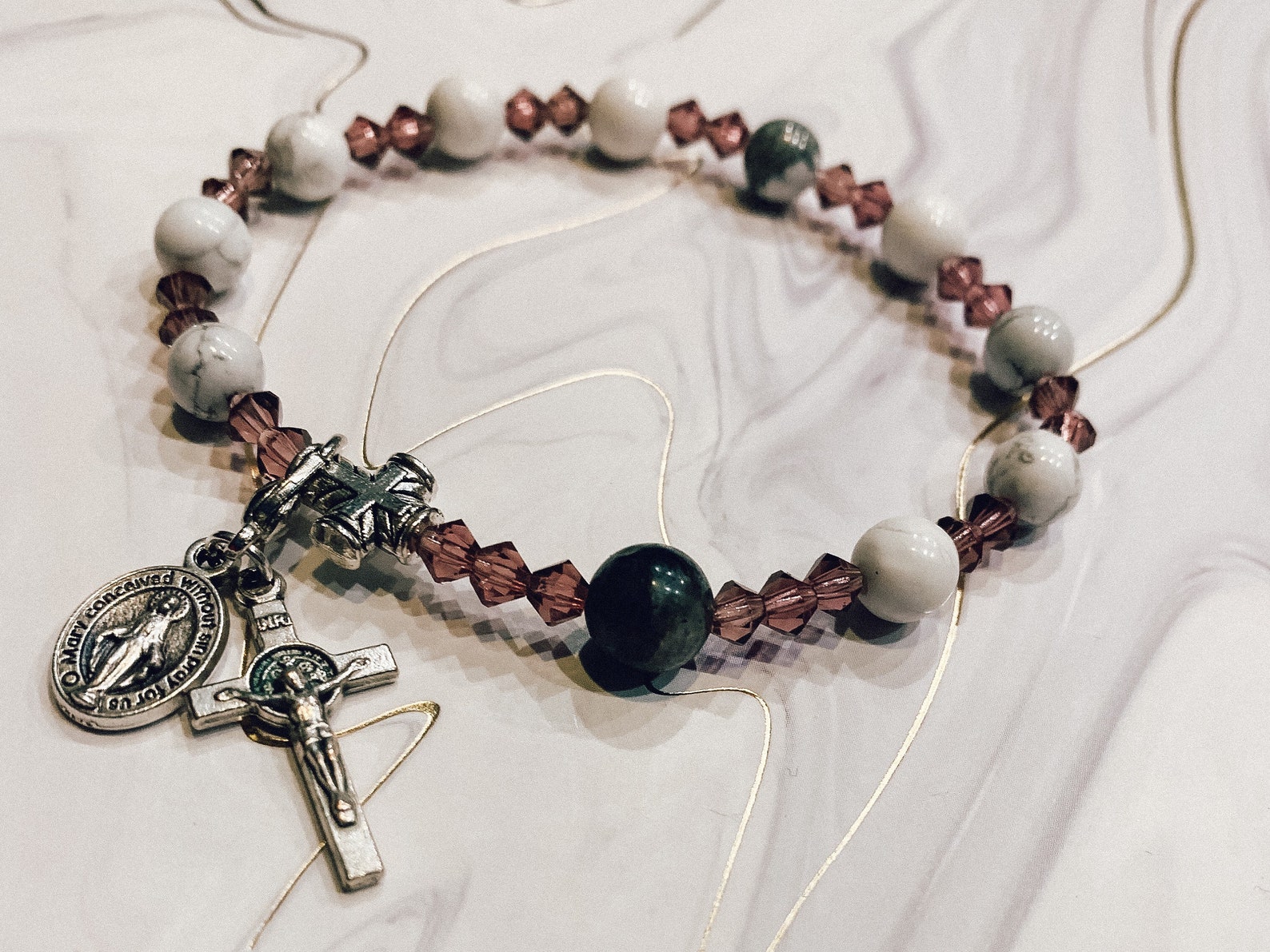 Stretch Decade Rosary Bracelet Customizable Catholic Gift Etsy