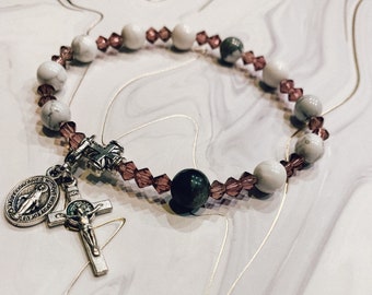 Stretch decade rosary bracelet - Customizable, Catholic gift, Wearable rosary