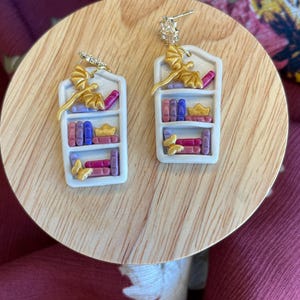 Handmade Bookcase Earrings – Bookshelf Jewelry for Book Lovers, Librarians, and Teachers