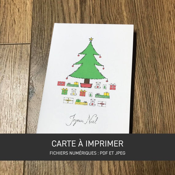 Carte De Noel A Imprimer Joyeux Noel Sapin De Noel Et Ses Etsy Uk