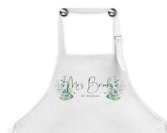 Personalised Wedding Apron, Eucalyptus Design, Bridal Apron, Bridesmaid Apron, Bride To Be, Wedding Breakfast, Custom, Apron, Bridal Bib