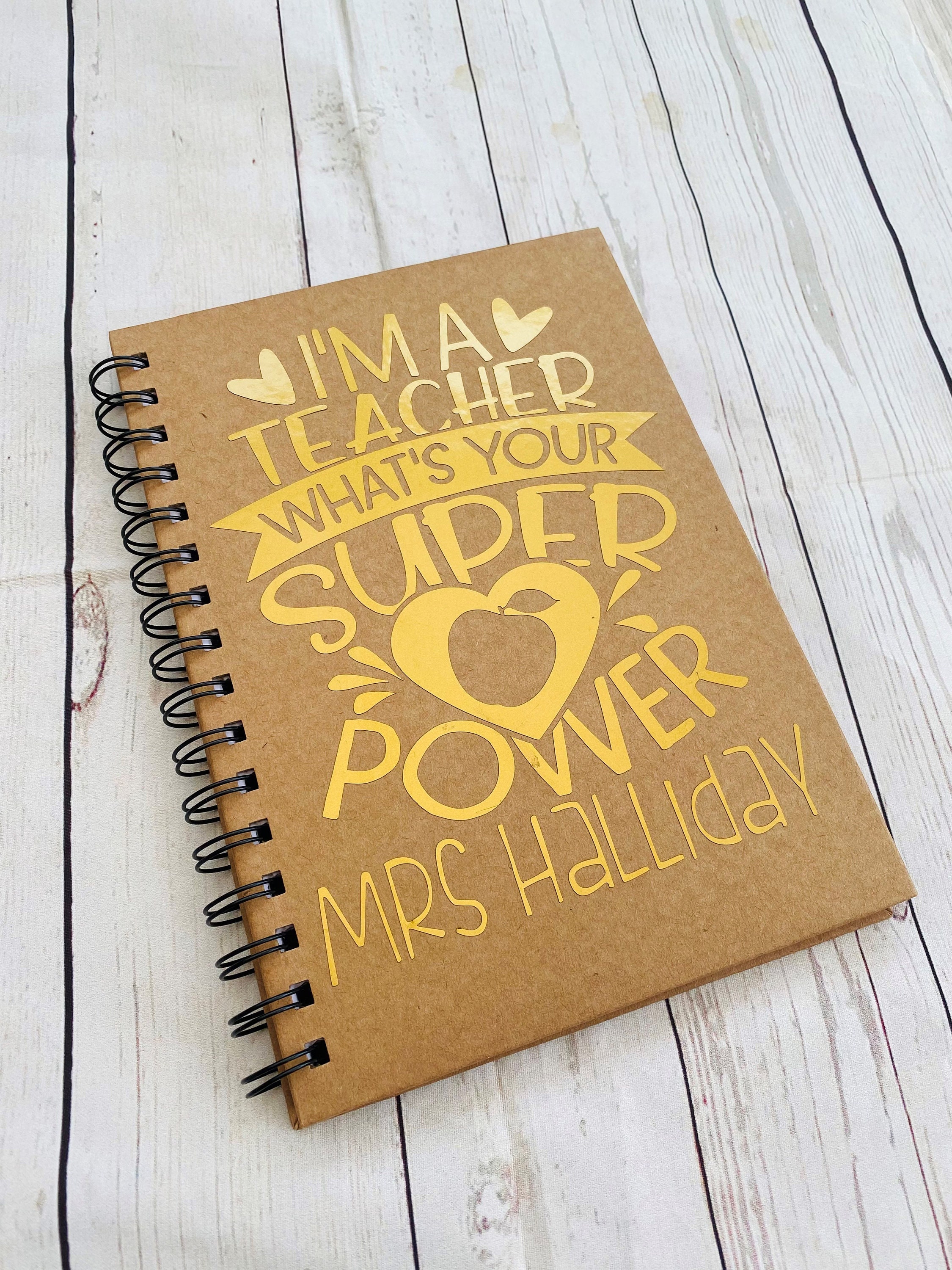 Personalised Teacher Notebook A5 Note Book 4 Designs Gift Etsy