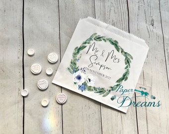 Personalised Wedding Sweet Bags -Candy Cart Favour Bags -Christmas Wedding  Design -Wedding Favour Gifts -Custom Sweet Bags - Winter Wedding