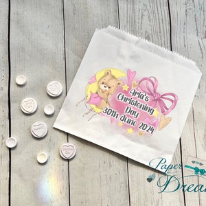 Personalised Baby Shower, Christening, First Birthday Sweet Bags -Candy Cart Favour Bags Teddy -Shower Favour-Custom Sweet Bags -Sweet Table