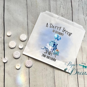 Personalised Birthday, Christening, Baby Shower Sweet Bags -Candy Cart Favour Bags - Favour Gifts -Custom Sweet Bags-Sweet Table - Cake Bags