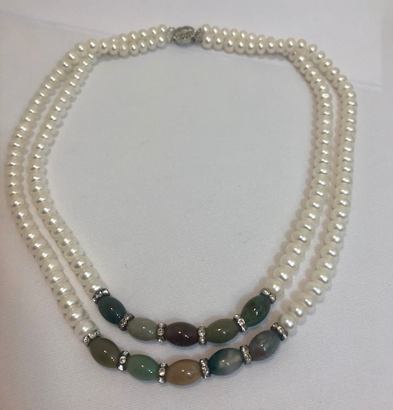 Jade and Pearl Necklace - image 1