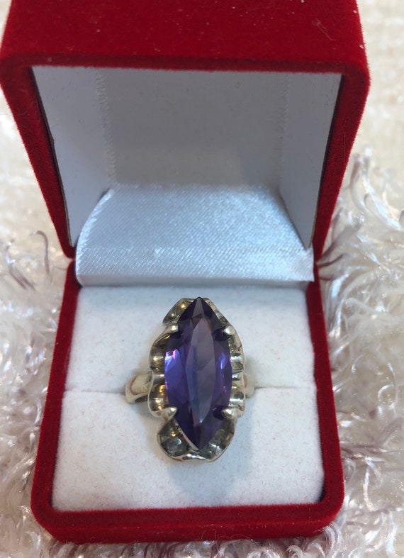 Synthetic Amethyst Sterling Silver Ring