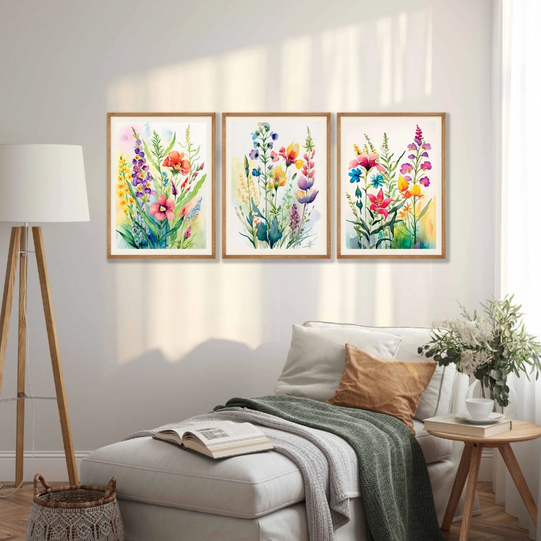 Set of 3 Flowers Art Print Gifts for Her Botanical Watercolor Print Watercolor Flowers