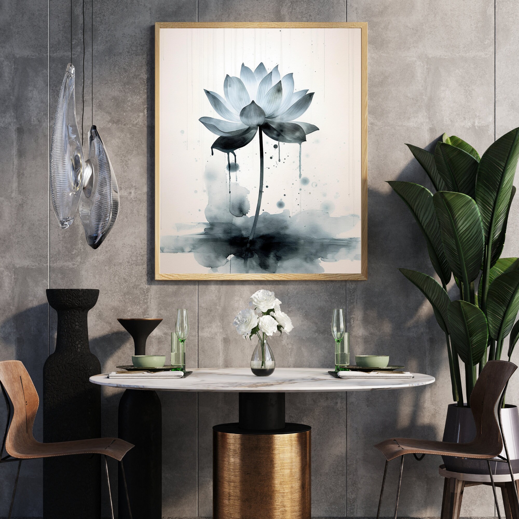 Zen Art Prints Watercolor Botanical Painting Watercolor Lotus Painting