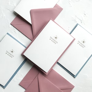 Dankbaar & Happy Card, Wenskaart, Bedankkaart, Goudfolie kaart, Minimale Bedankkaart