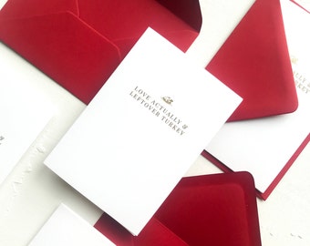 Liefde Eigenlijk & Overgebleven Kalkoen Gold Foil Kerstkaart, Wenskaart, Minimale Kerstkaart