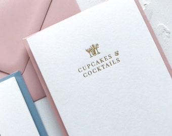 Cupcakes & Cocktails Vergulde Verjaardagskaart, Wenskaart, Minimale Verjaardagskaart