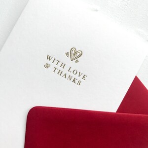 Con Love & Thanks Card, Greeting Card, Thank You Card, Gold Foil Card, Minimal Thank You Card