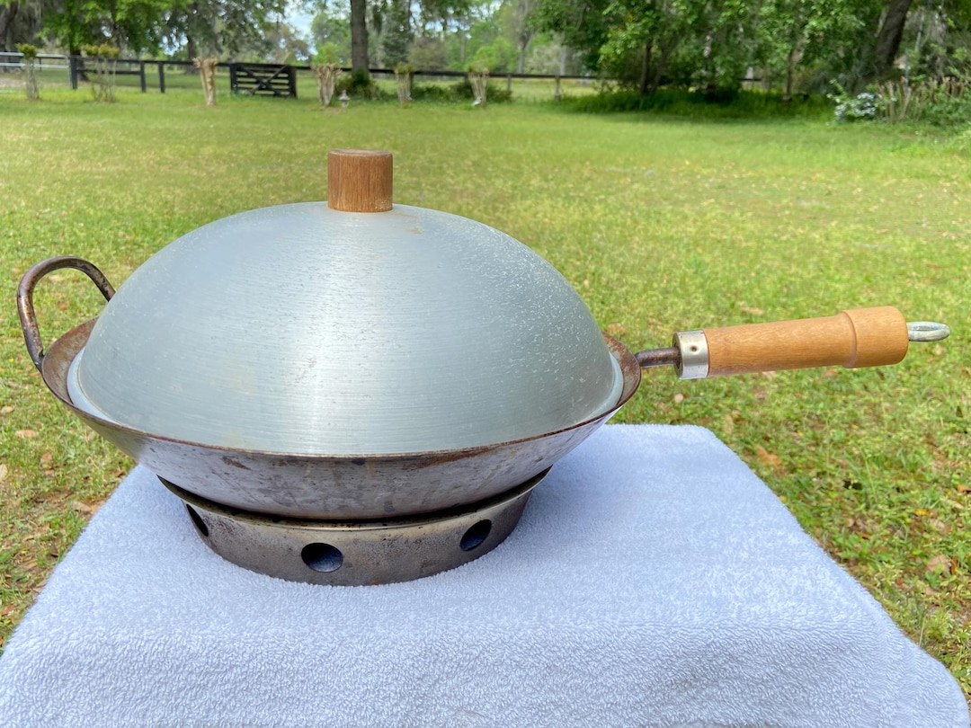 Vintage~taylor &amp; Ng~ Wok Carbon Steel Pan 14”with Lid Woks Stir Fry Pan ...