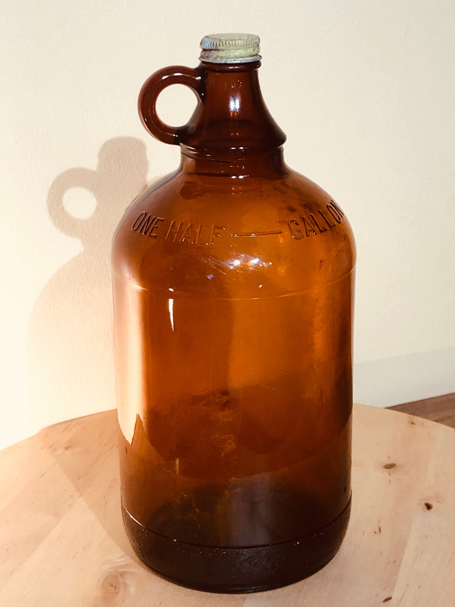 Collectible Vtg Duraglas Rustic Brown Glass One Gallon Bottle Jug Metal ...
