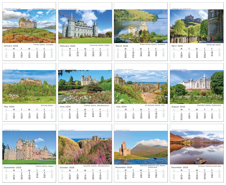 Scotland's Castle's 2026 Desk Calendar Etsy