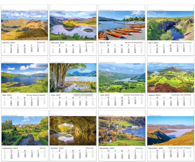 The Lake District 2024 Desk Calendar Etsy UK