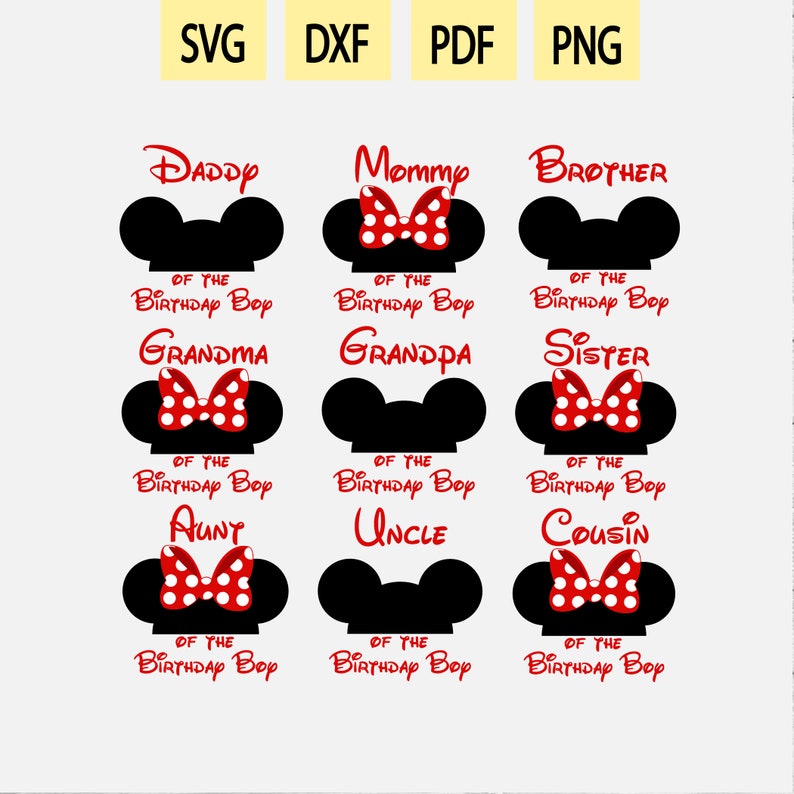 Download Mickey Minnie birthday bundle svg Mouse family birthday ...