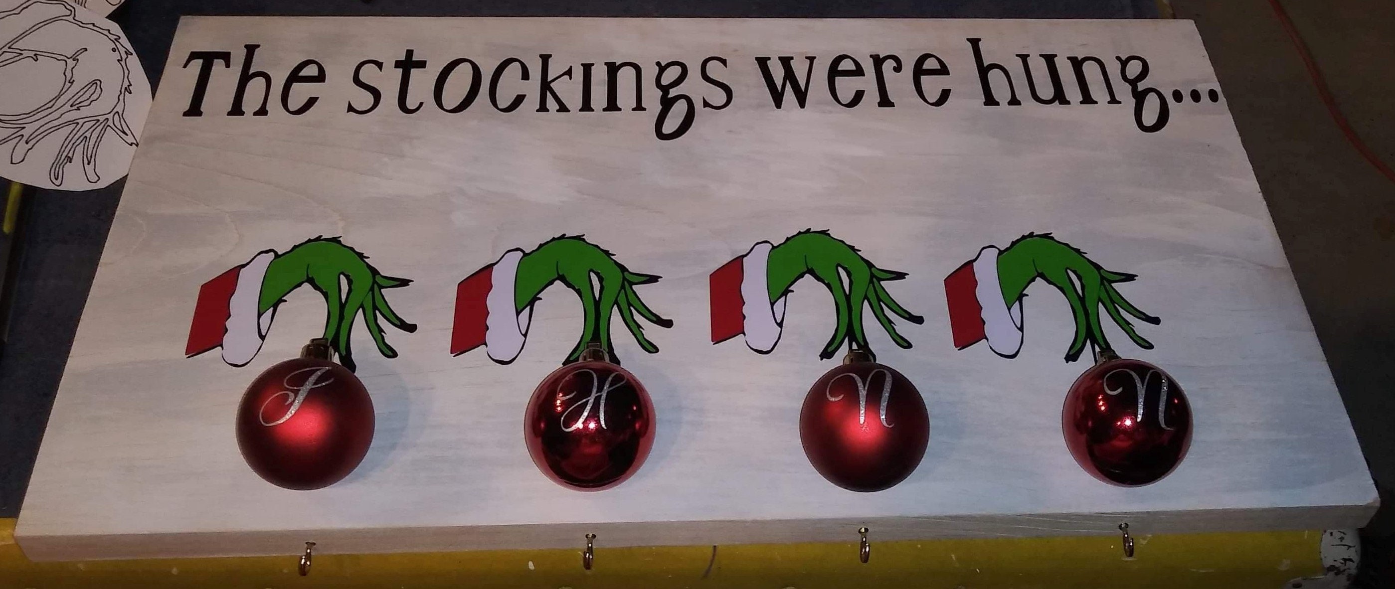 Grinch Stocking Hanger Natural Wood Etsy