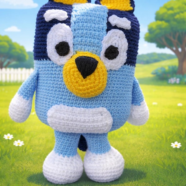 Juguete amigurumi de ganchillo de sanador azul para niños
