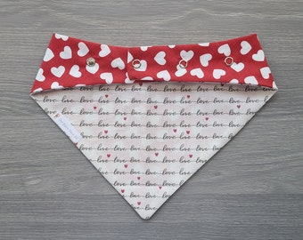 Love Script/Hearts - Reversible dog bandana