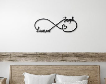 Couples Infinity Sign, Infinity Name Sign, Metal Wall Art, Wedding Gift, Personalized Heart, Personalized Sign, Gifts for Her, Couple Gifts