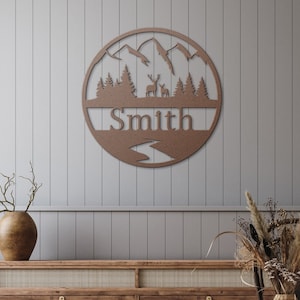 Personalized Last Name Sign|Back Country Last Name Sign|Deer & Mountains Last Name Sign|Last Name Family Gift|Hunter Gift