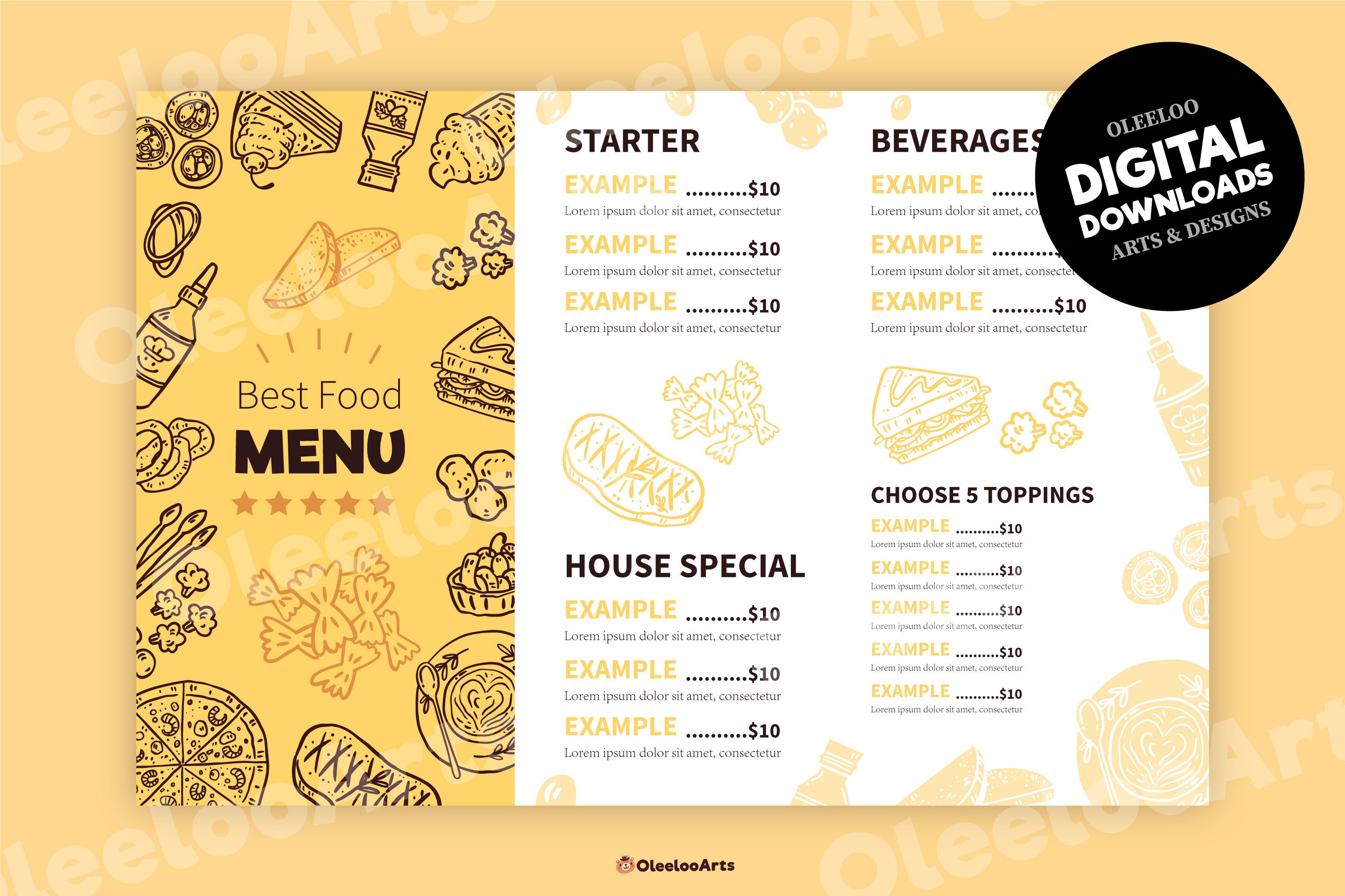 Editable menu template printable menu designs restaurant | Etsy