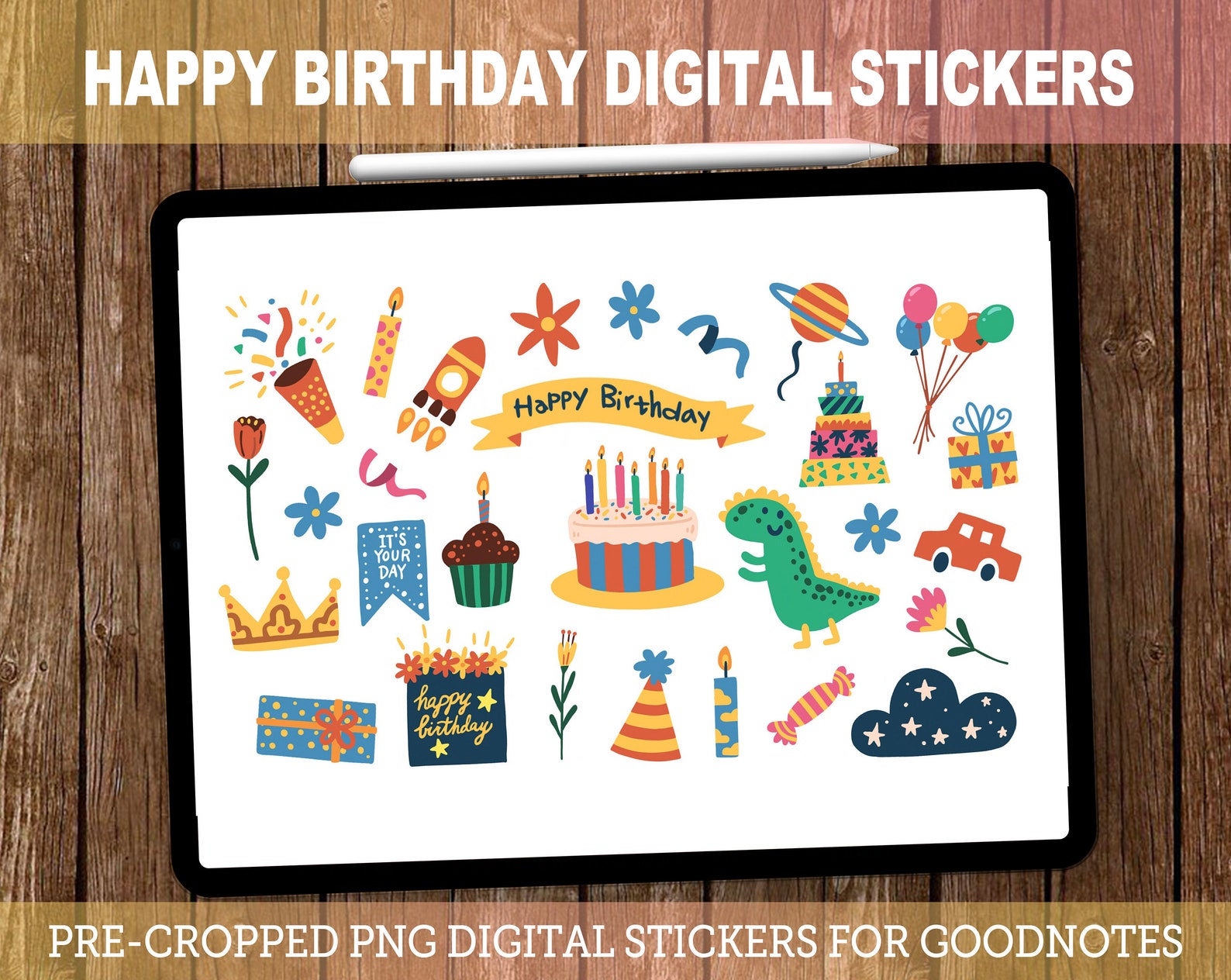 Happy Birthday Digital Stickers Goodnotes iPad and Android Etsy