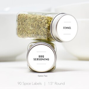Modern Spice Labels • Durable, Waterproof & Oil Resistant Labels • Permanent Adhesive • Spice Jar Labels