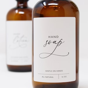 Modern Bathroom Labels • 12 or 15 Durable Waterproof Labels • Permanent Adhesive • Custom or Standard Labels • Minimalist Home Labels.
